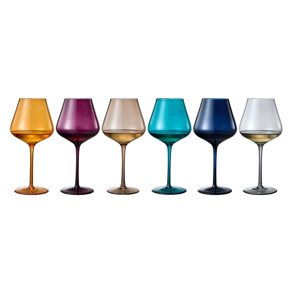 Stagioni Stemmed Wine Glassware, Set of 6, "Autumn"