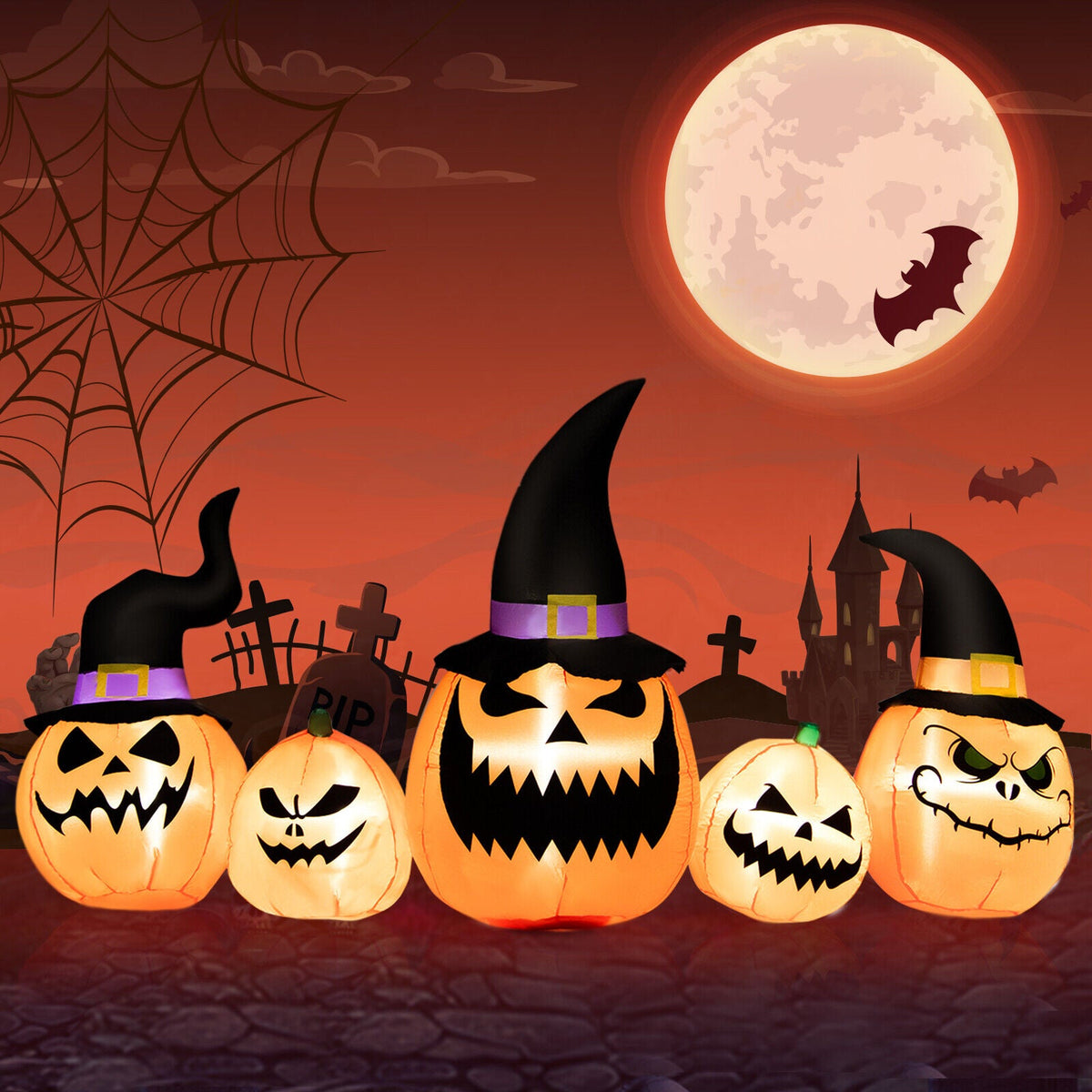 Light-Up Inflatable Halloween Pumpkin Family