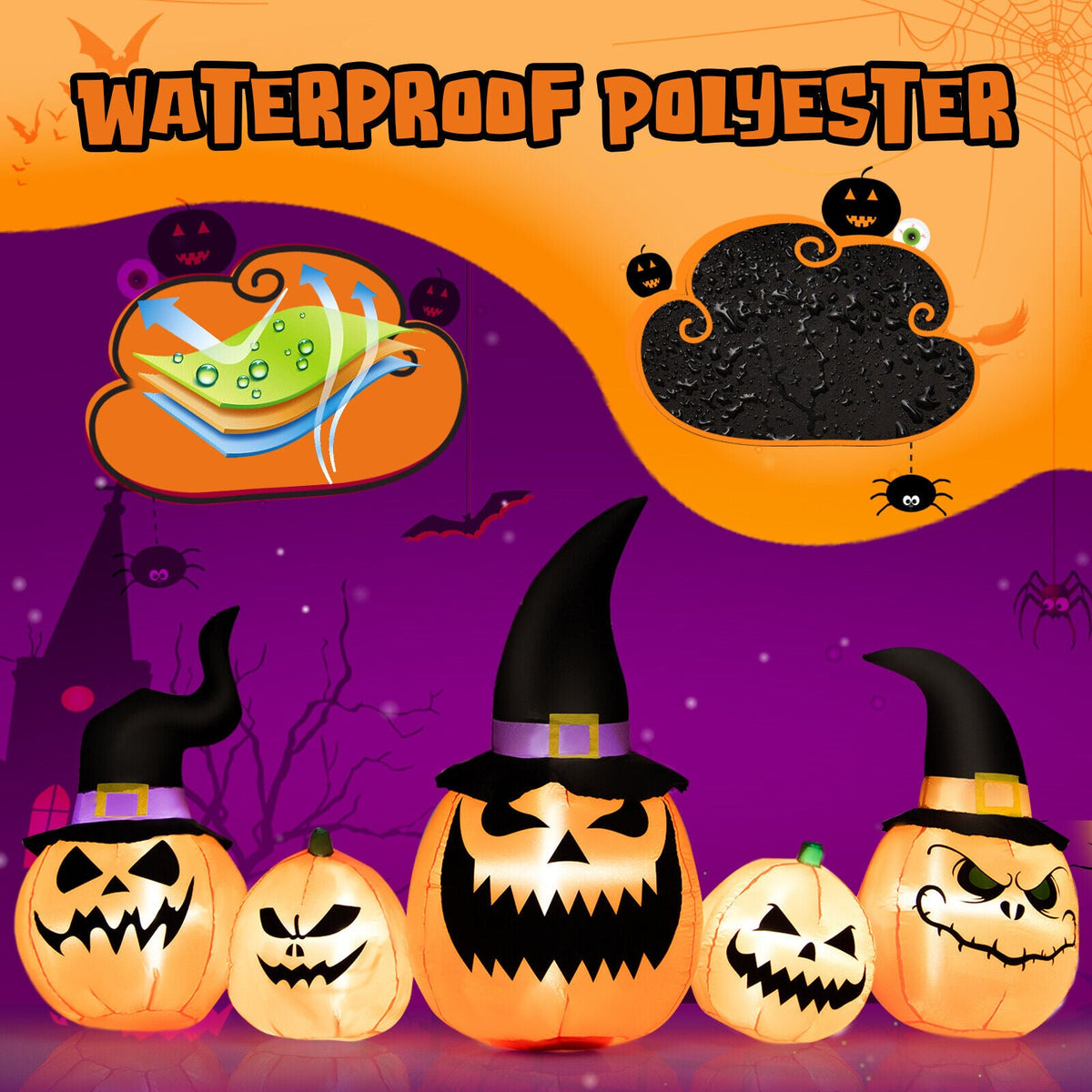 Light-Up Inflatable Halloween Pumpkin Family