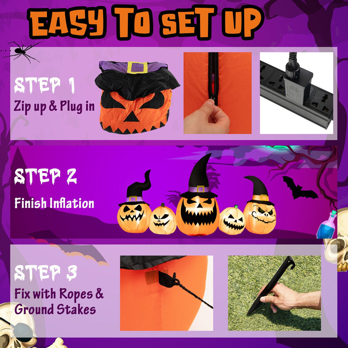 Light-Up Inflatable Halloween Pumpkin Family