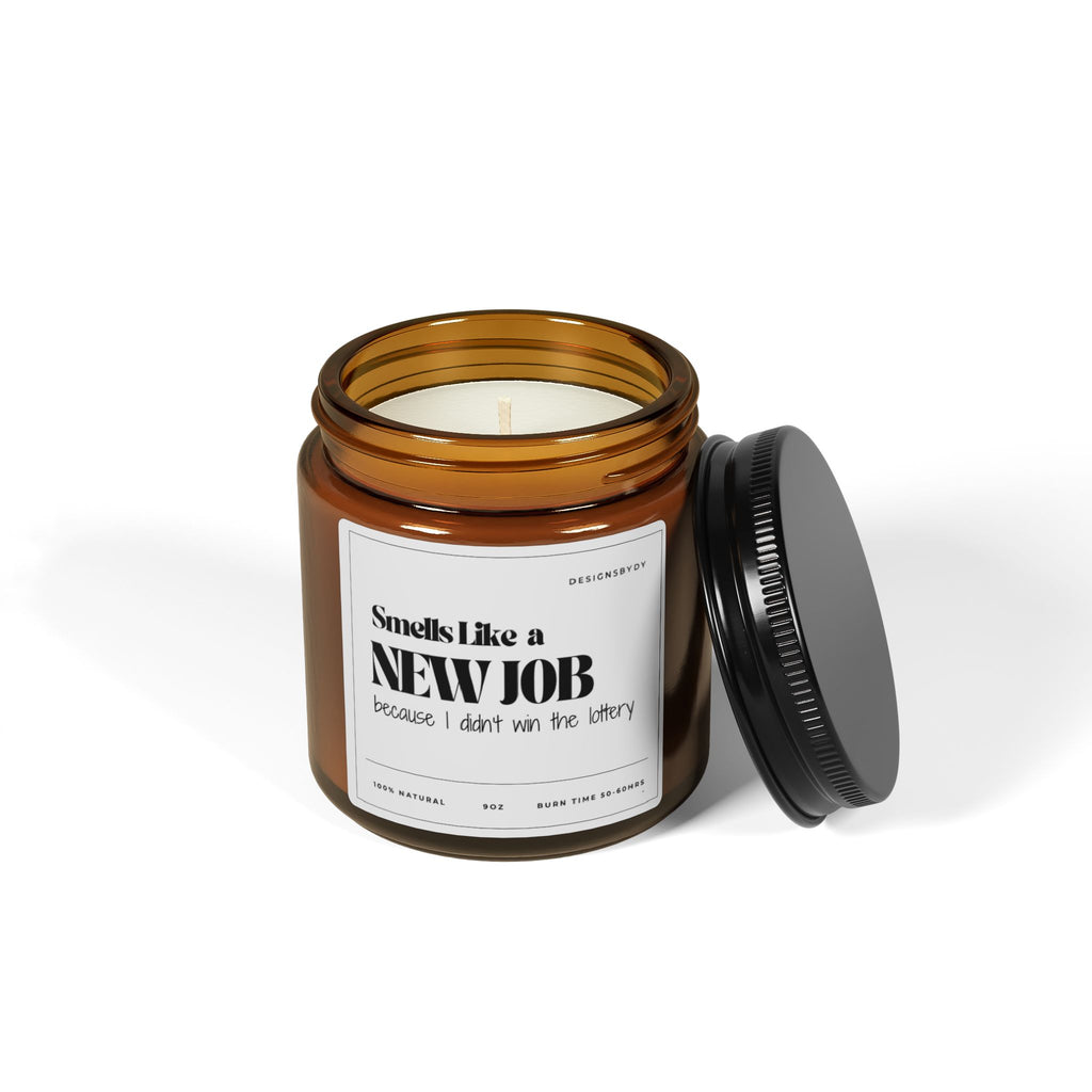 Smells Like a New Job Soy Candle — Amber Jar (Celebrate Career Wins)