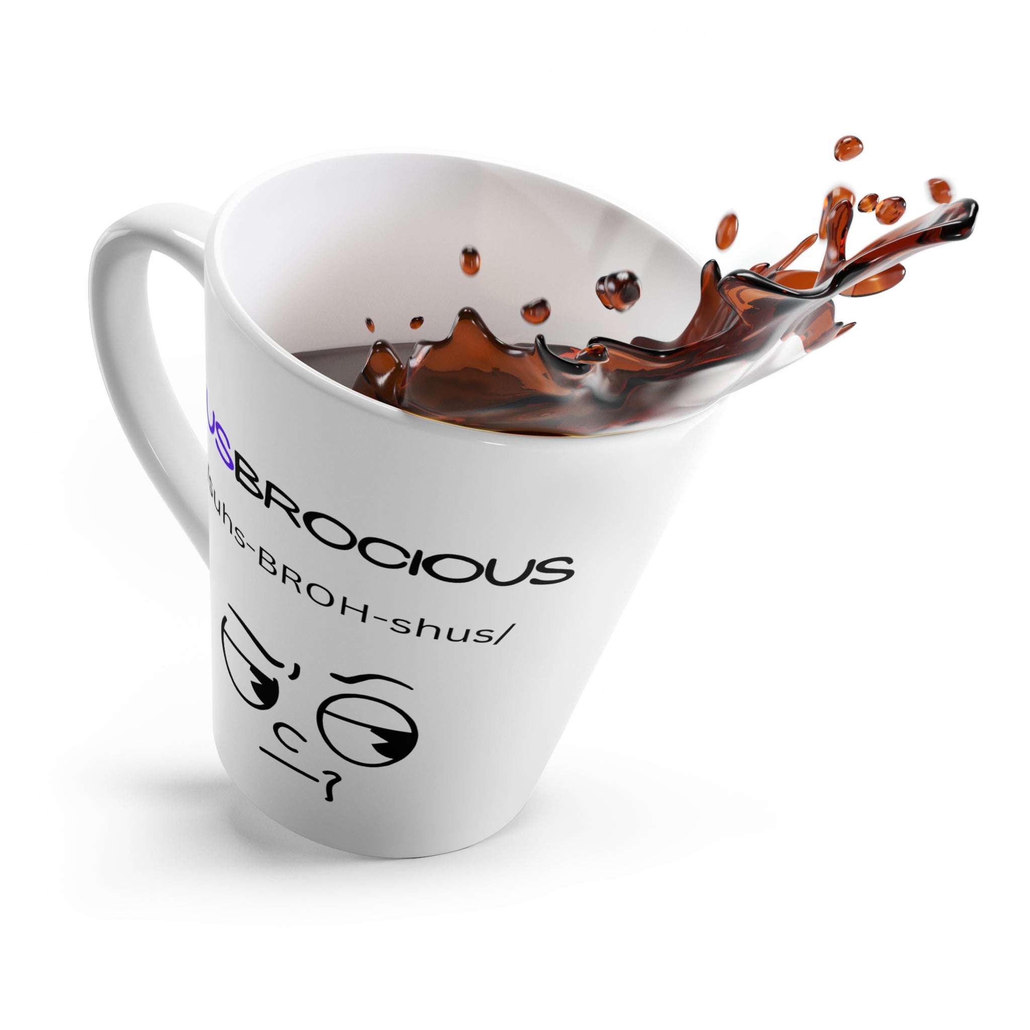 Latte Mug - "Susbrocious" Funny Suspicious Face Coffee Cup (Novelty Gift)