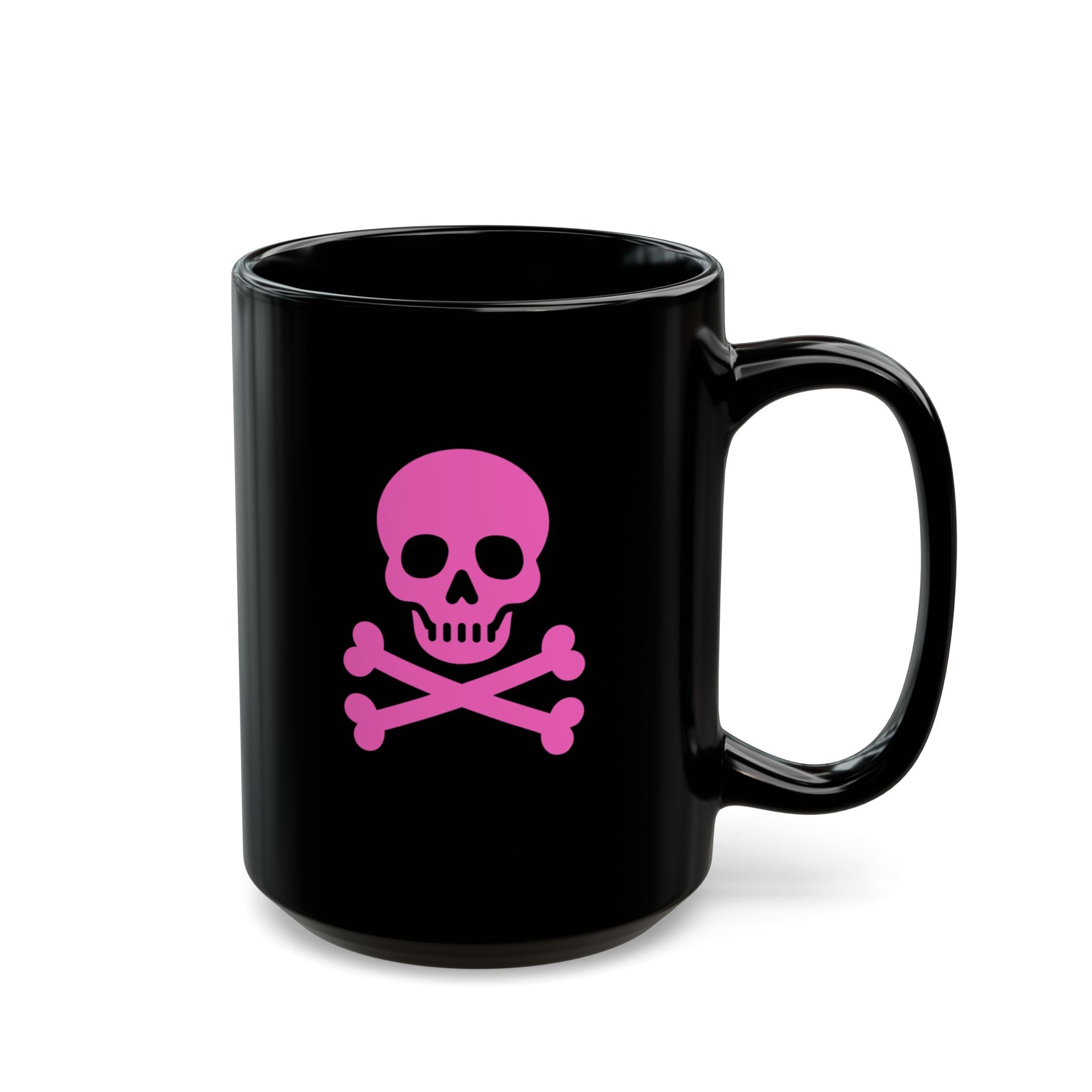Pink Skull & Crossbones Black Mug —Coffee Cup