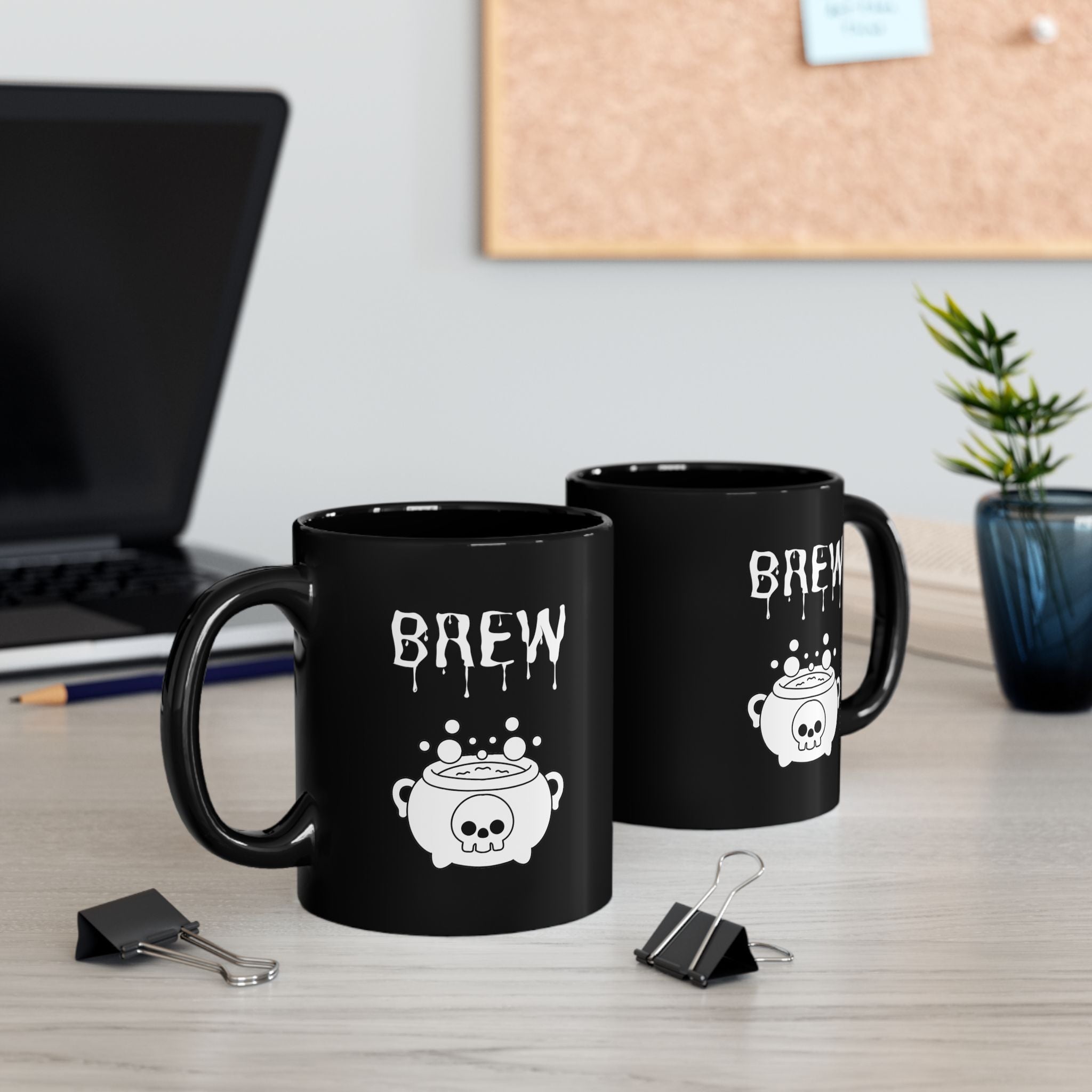 Brew Cauldron Black Coffee Mug — Spooky Halloween Witchy 11oz & 15oz