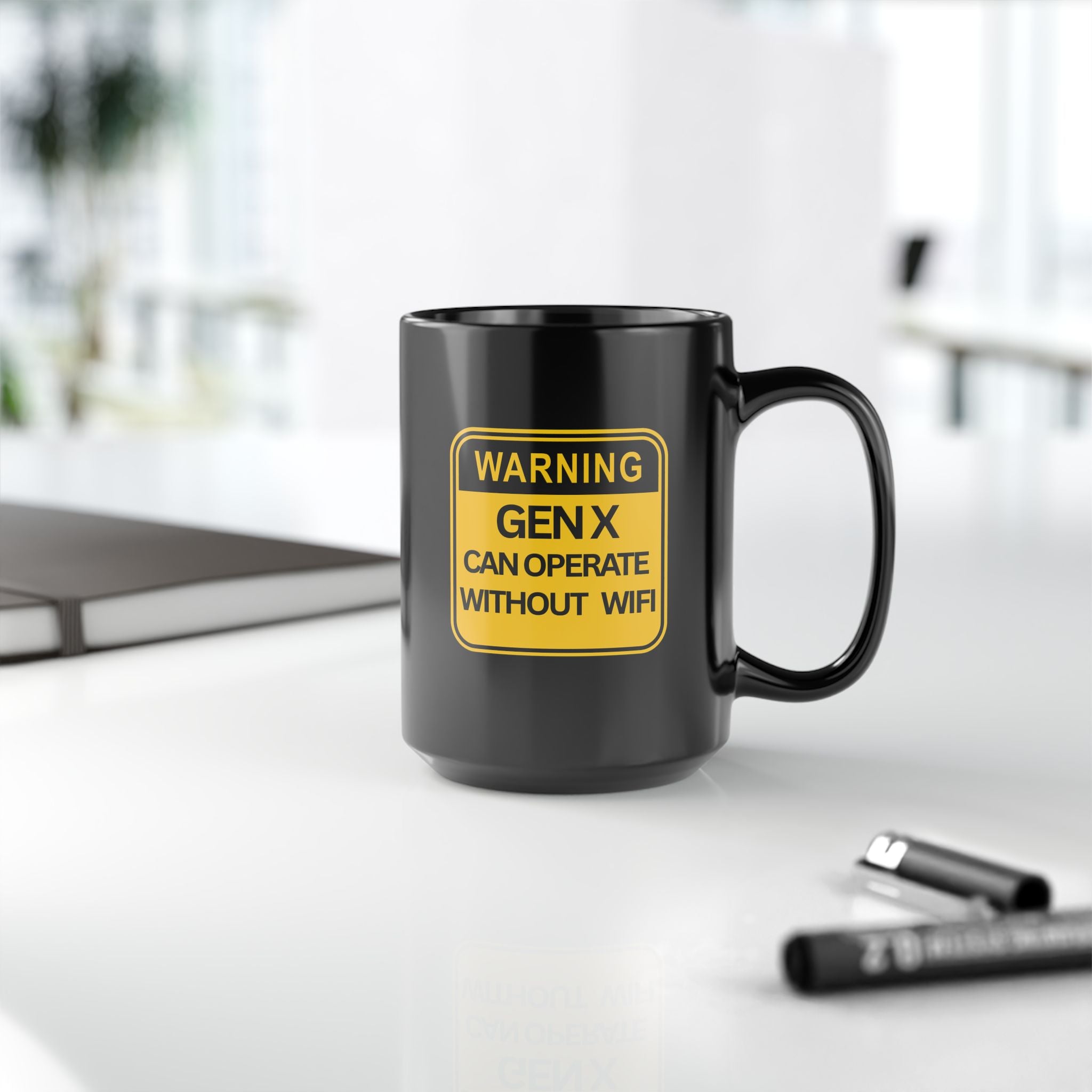Gen X Black Mug — "I Survived the 80s & 90s and All I Got Was This Coffee Mug" (15oz)