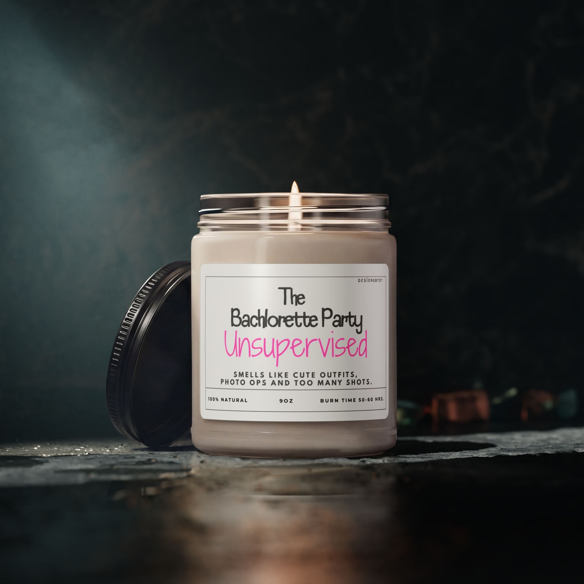 Bachelorette Party Scented Candle — "Unsupervised" 9oz Soy Candle (Bridal Shower Gift)