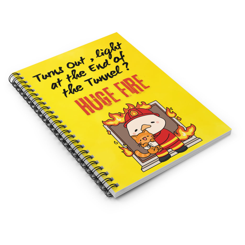 Firefighter Notebook — "Turns Out, Light at the End of the Tunnel? HUGE FIRE" Spiral Journal