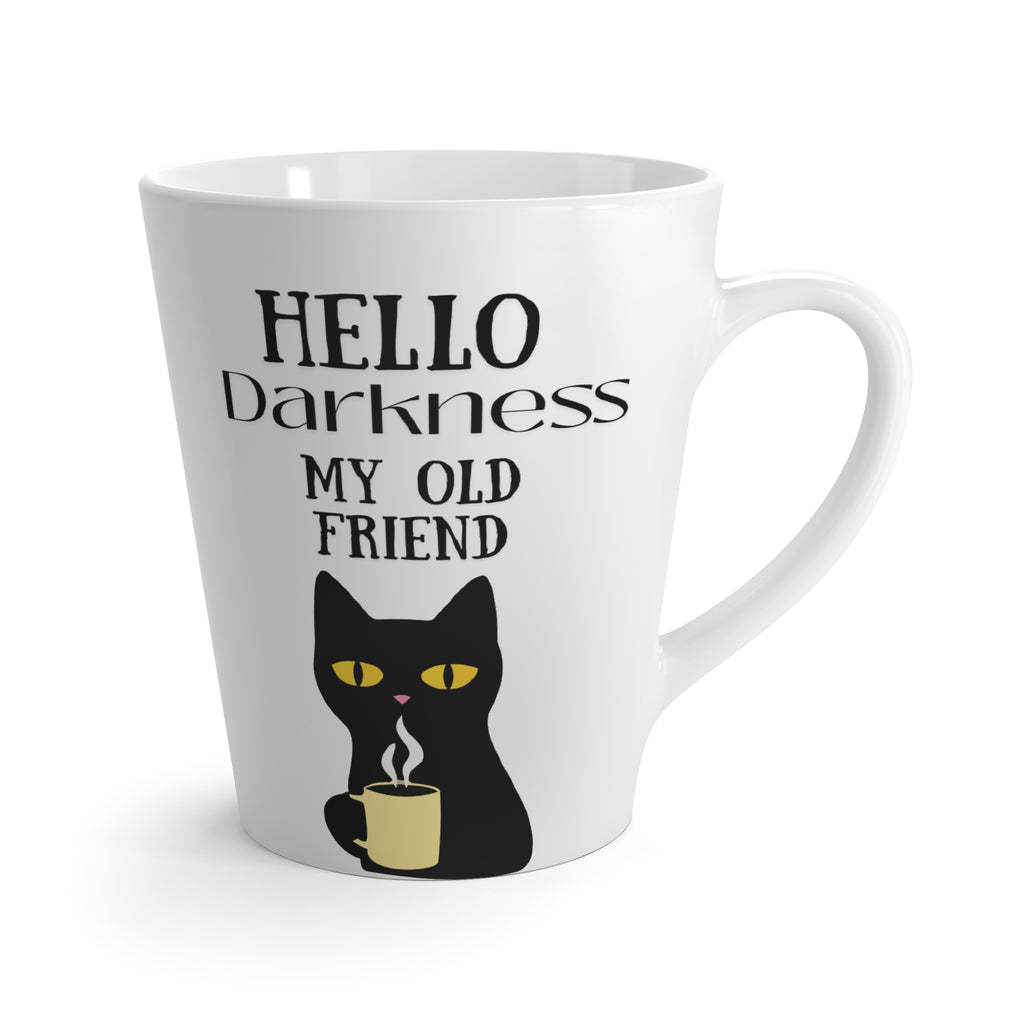 Hello Darkness My Old Friend Cat Latte Mug — Funny Goth Coffee Cup