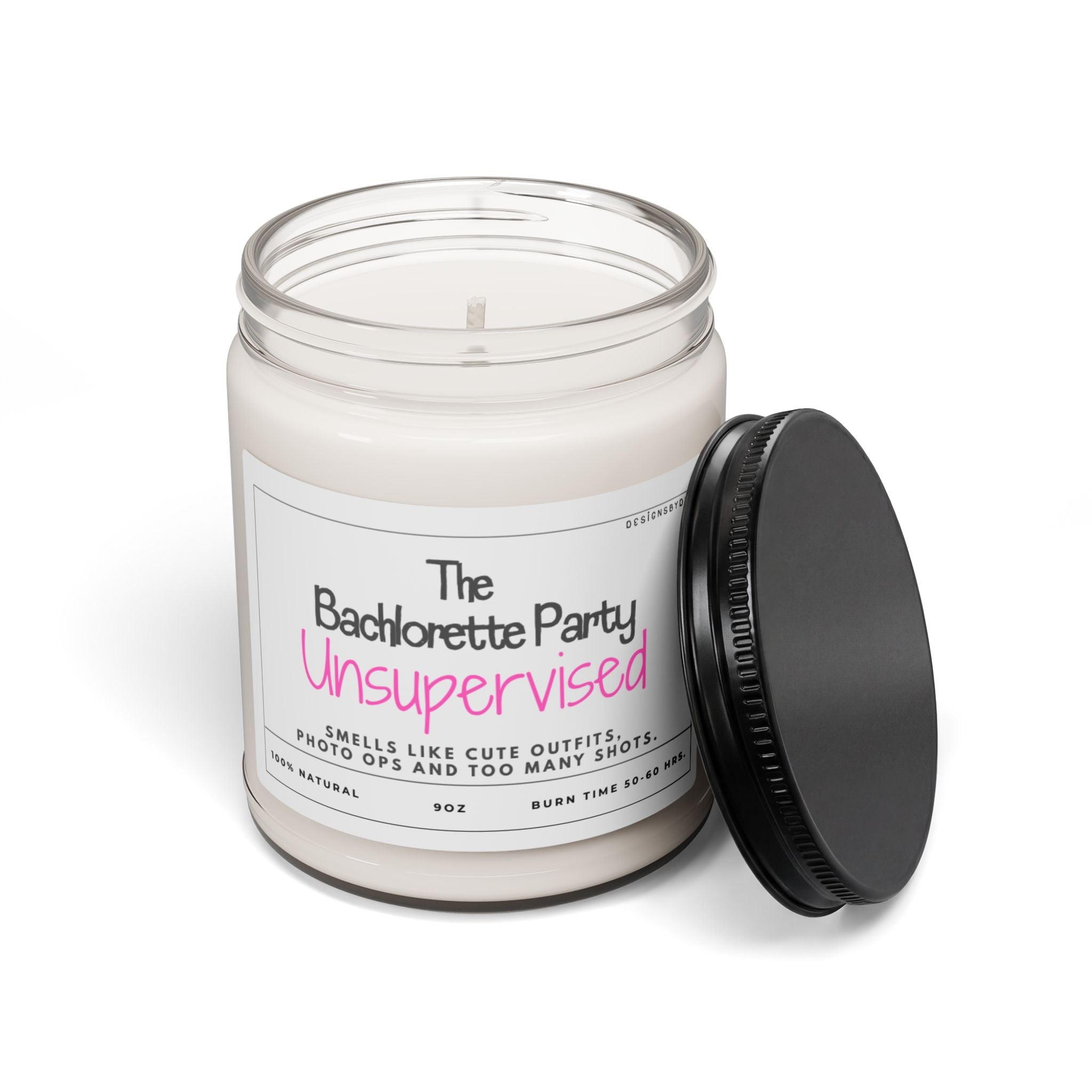 Bachelorette Party Scented Candle — "Unsupervised" 9oz Soy Candle (Bridal Shower Gift)