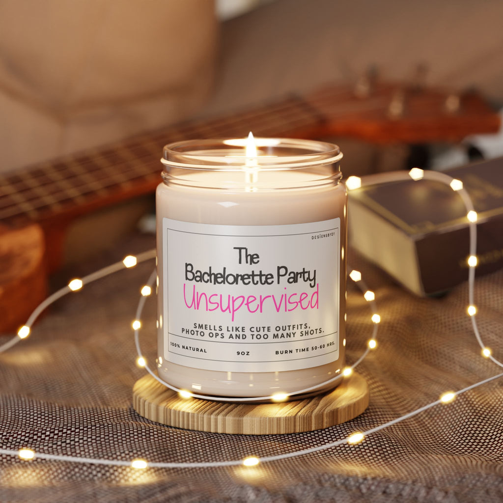 Bachelorette Party Candle — 9oz Scented Soy "Unsupervised" Bridal Shower Favor