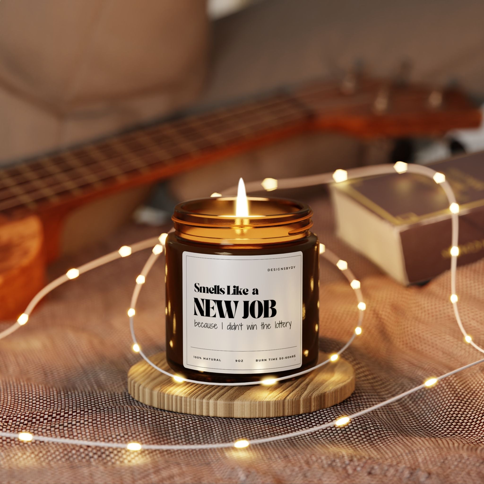 Smells Like a New Job Soy Candle — Amber Jar (Celebrate Career Wins)