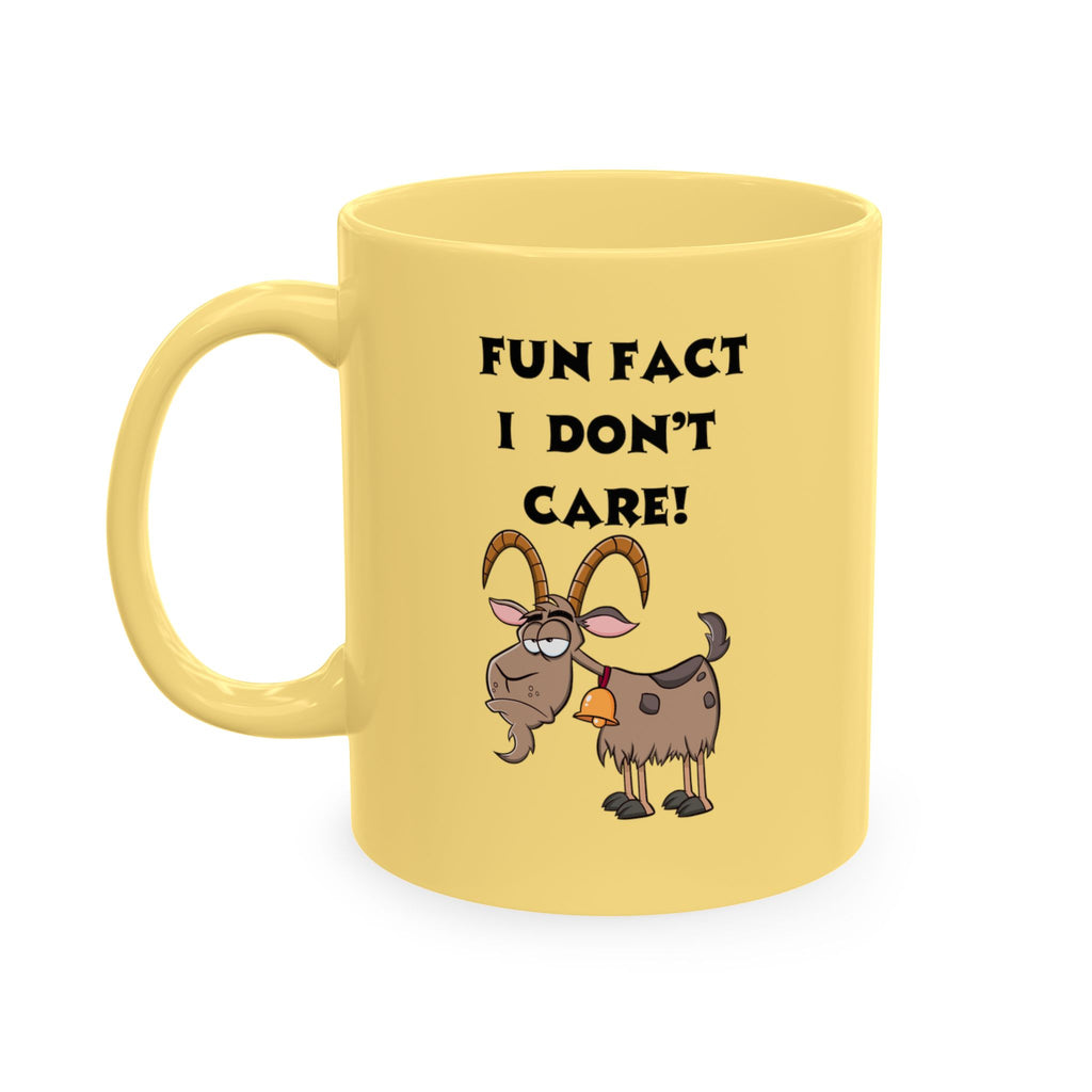 Funny Goat Ceramic Mug - "Fun Fact I Don't Care" Coffee Cup