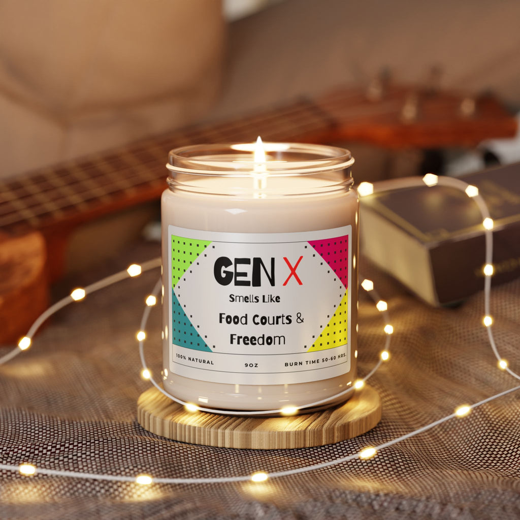 Gen X Scented Soy Candle – “Smells Like Food Courts & Freedom” (9oz)