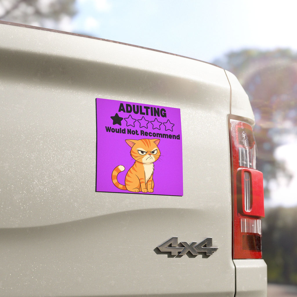 Car Magnet — "Adulting Would Not Recommend" Grumpy Cat Rating