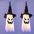 Glowing Ghosts in Witch Hats Halloween Decor