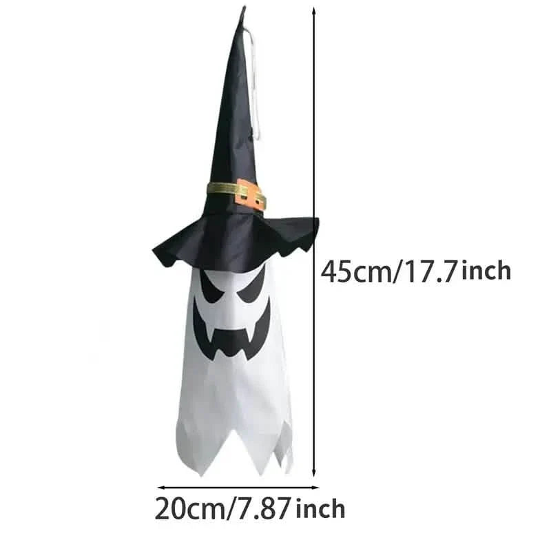 Glowing Ghosts in Witch Hats Halloween Decor