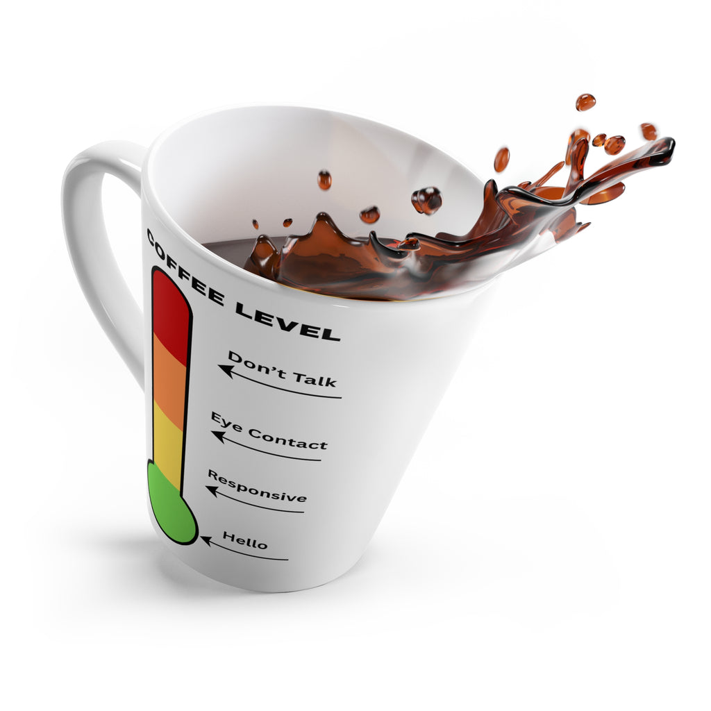 Coffee Level Latte Mug — Funny Coffee Thermometer Mug (Don’t Talk, Eye Contact, Responsive, Hello)