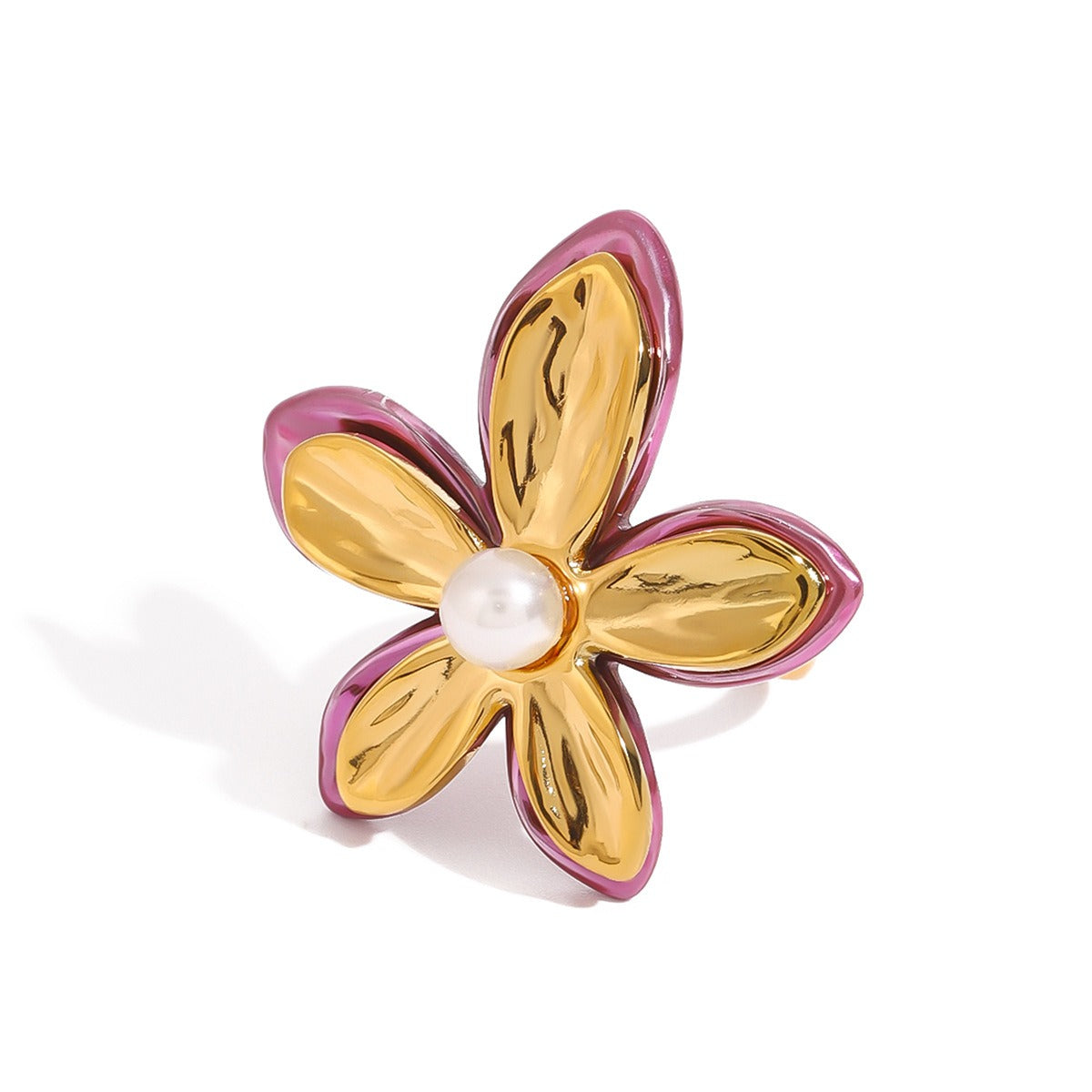 18K Gold Pearl Flower Ring