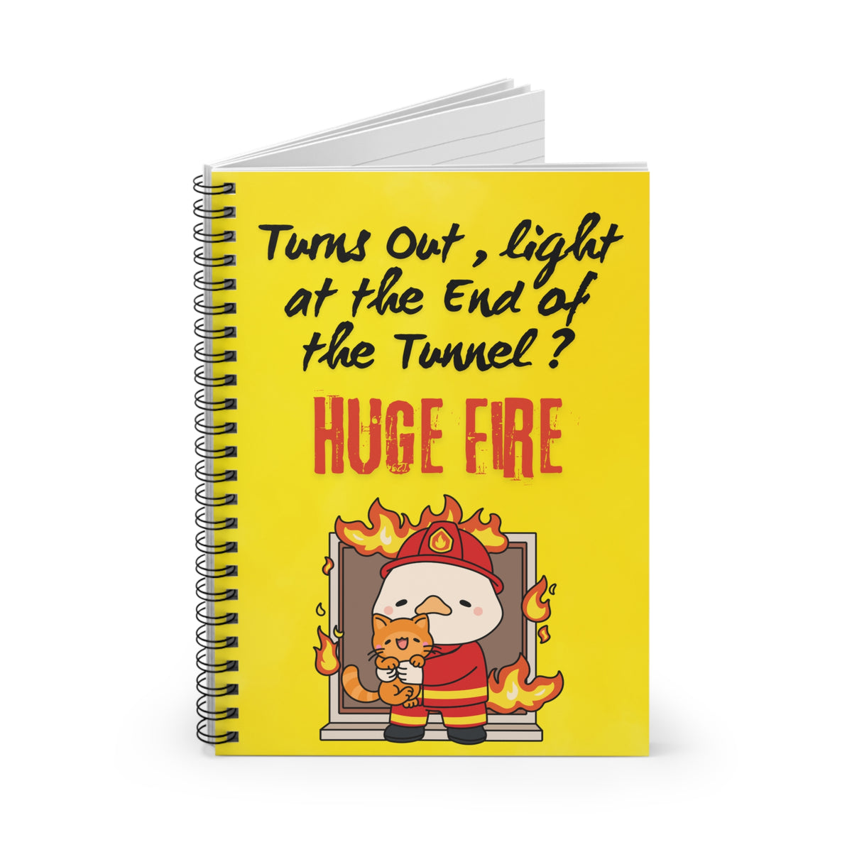 Firefighter Notebook — "Turns Out, Light at the End of the Tunnel? HUGE FIRE" Spiral Journal