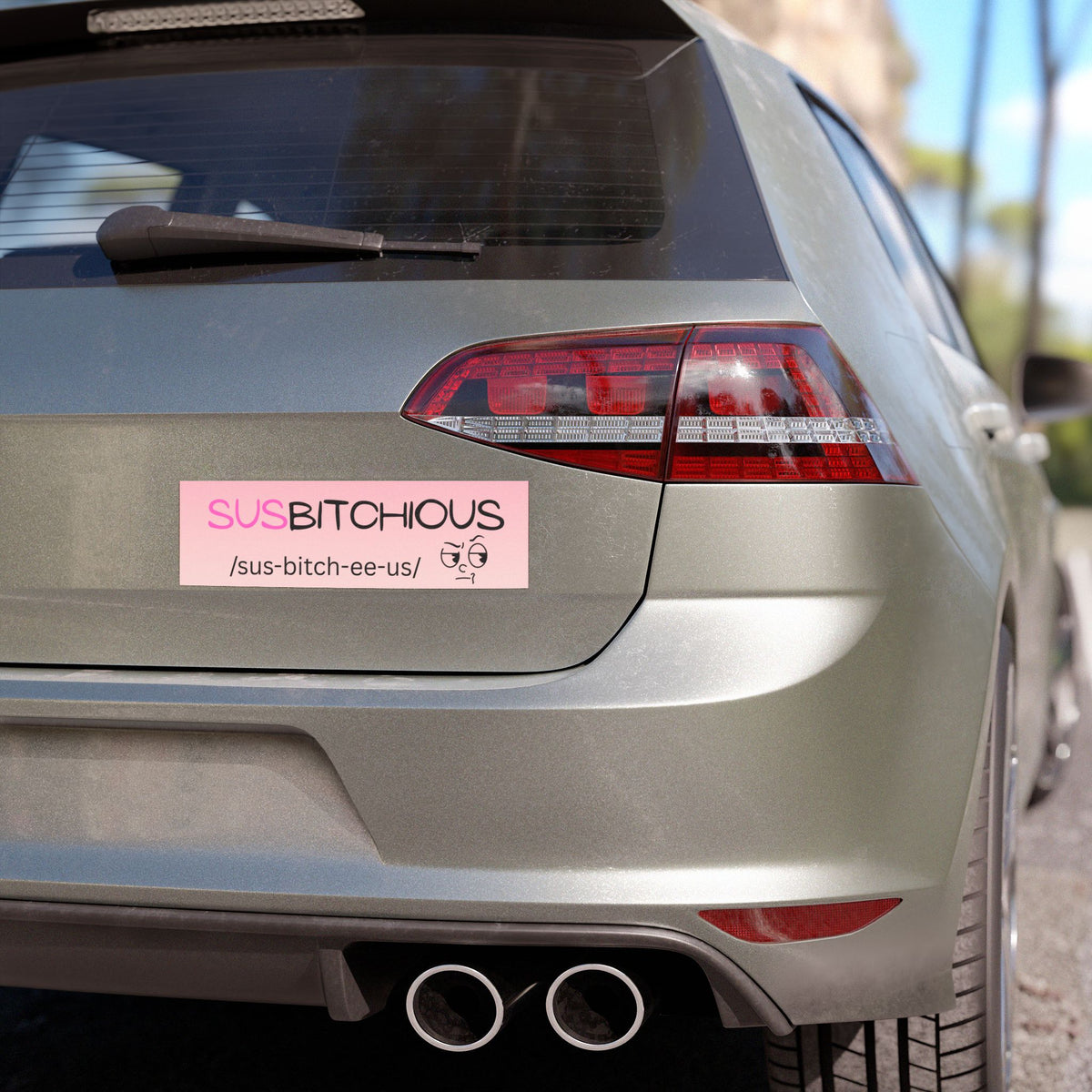 Susbitchious Funny Pink Car Magnet — 'sus-bitch-ee-us' Definition Sticker for Cars