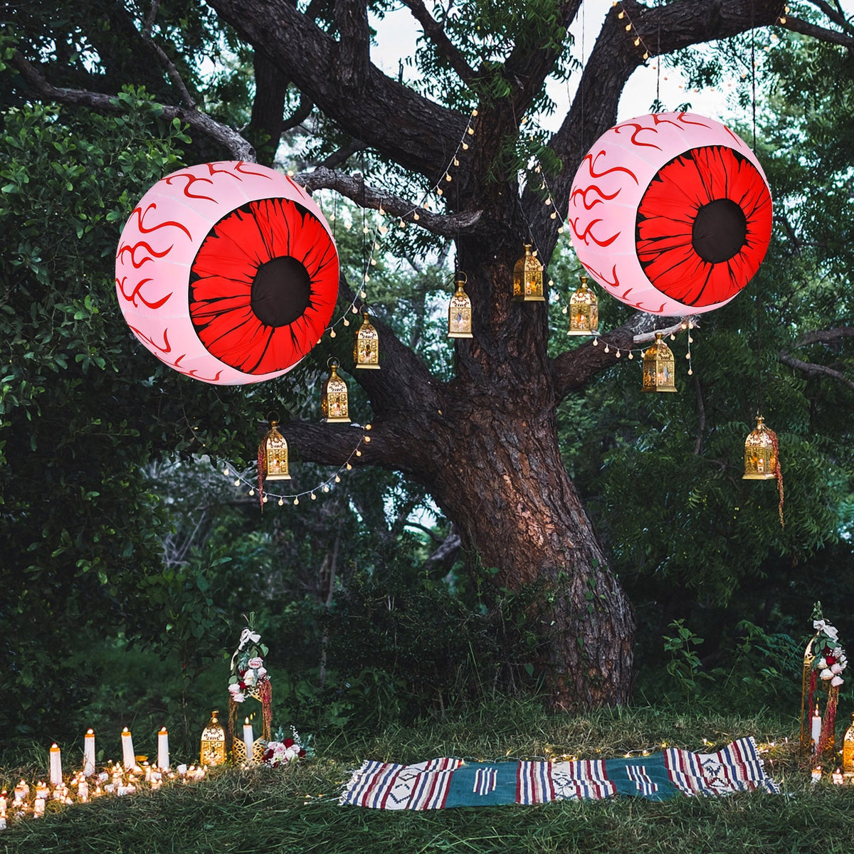 Light-Up Inflatable Halloween Eyeballs, Set of 2