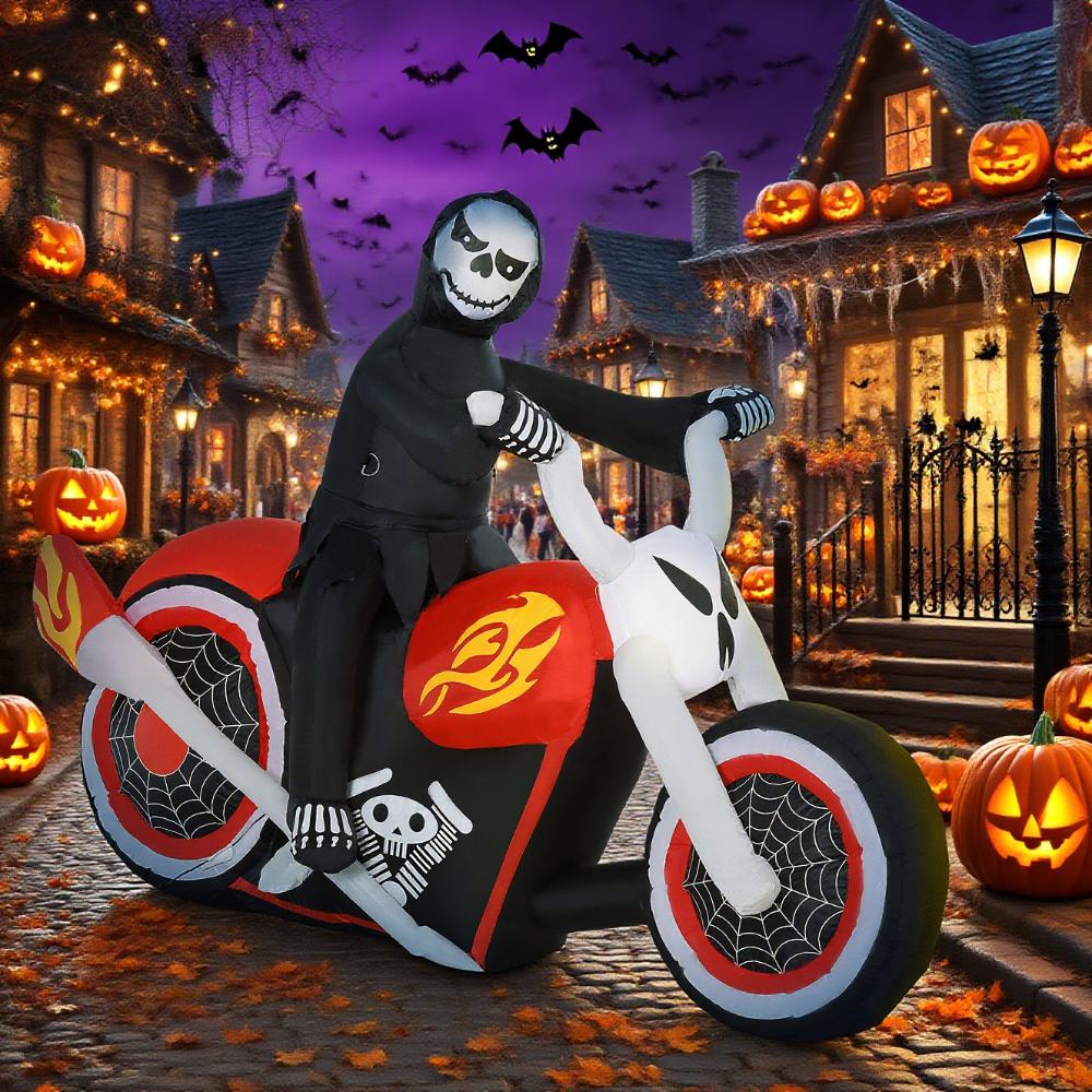 Grim Ghost Biker Halloween Yard Inflatable