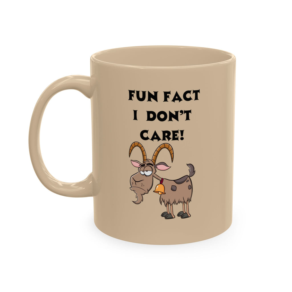 Funny Goat Ceramic Mug - "Fun Fact I Don't Care" Coffee Cup