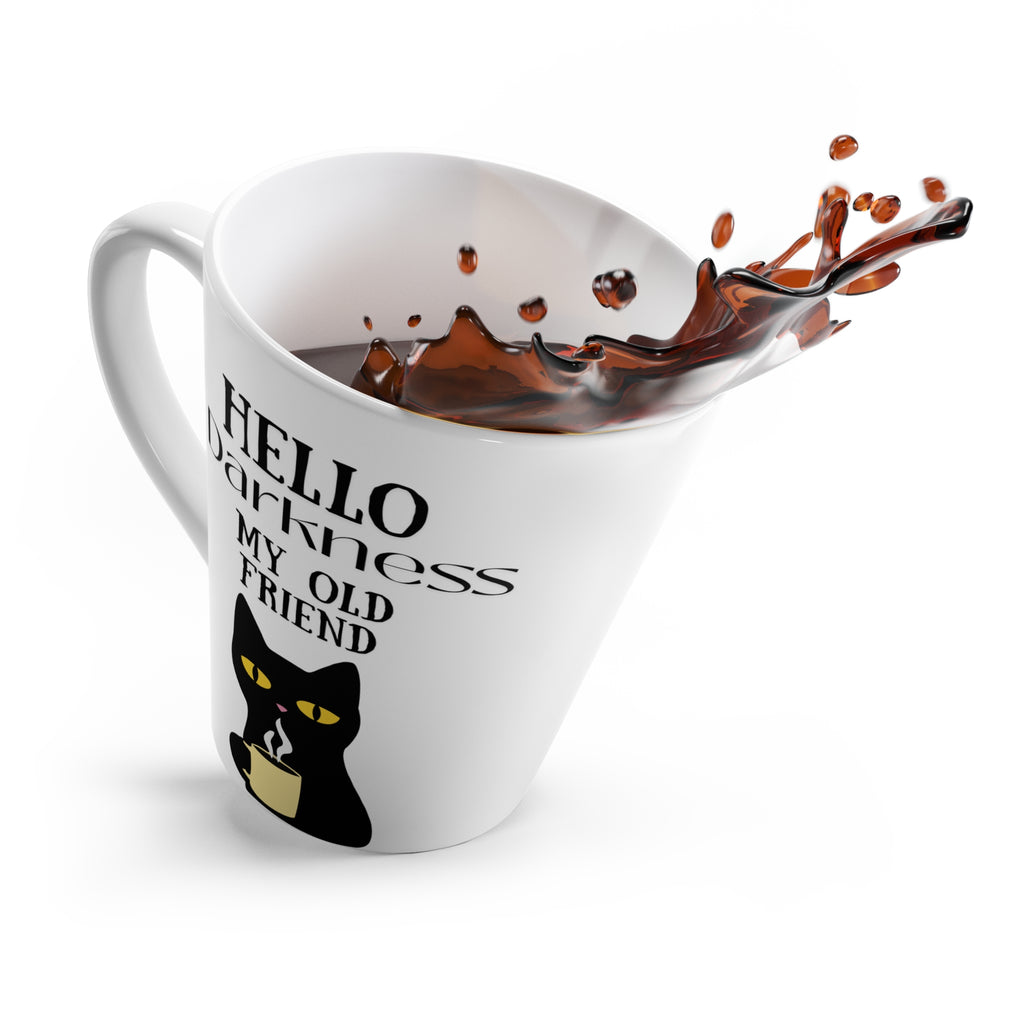 Hello Darkness My Old Friend Cat Latte Mug — Funny Goth Coffee Cup