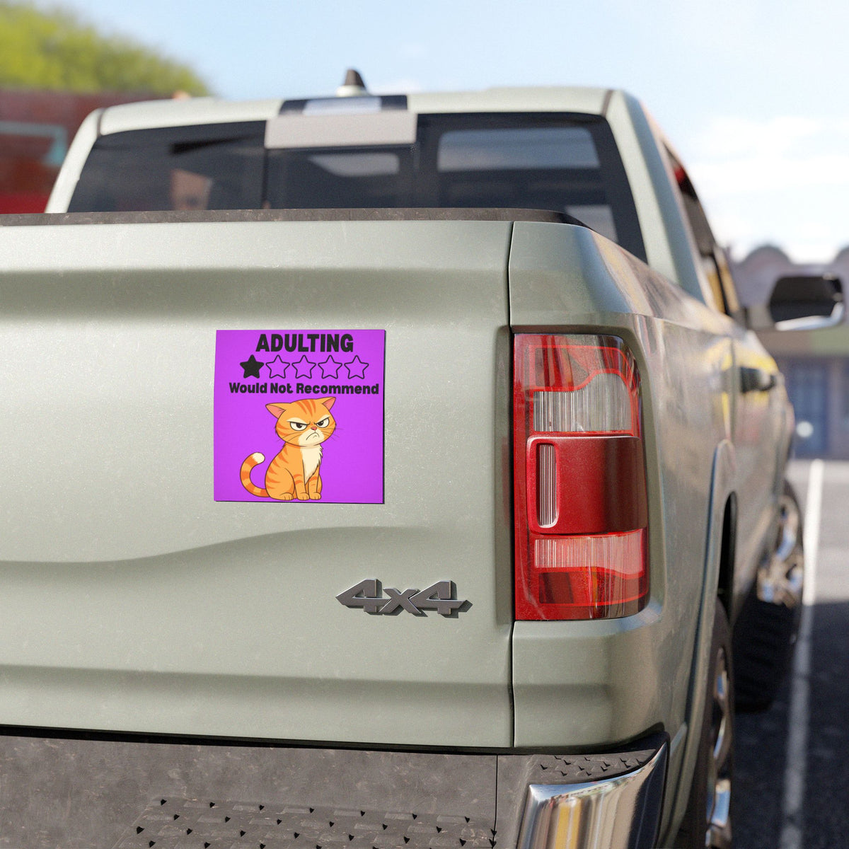 Car Magnet — "Adulting Would Not Recommend" Grumpy Cat Rating