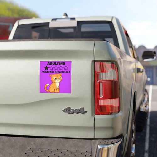 Car Magnet — "Adulting Would Not Recommend" Grumpy Cat Rating