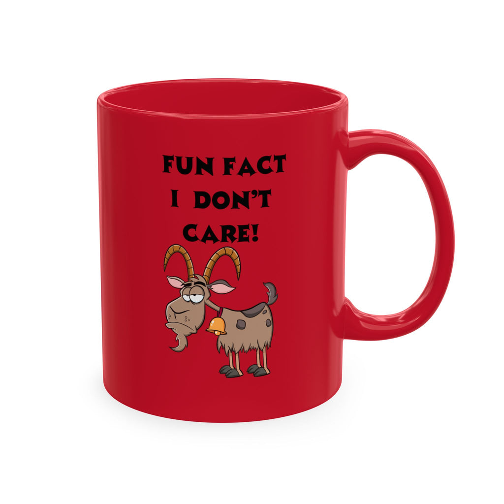Funny Goat Ceramic Mug - "Fun Fact I Don't Care" Coffee Cup