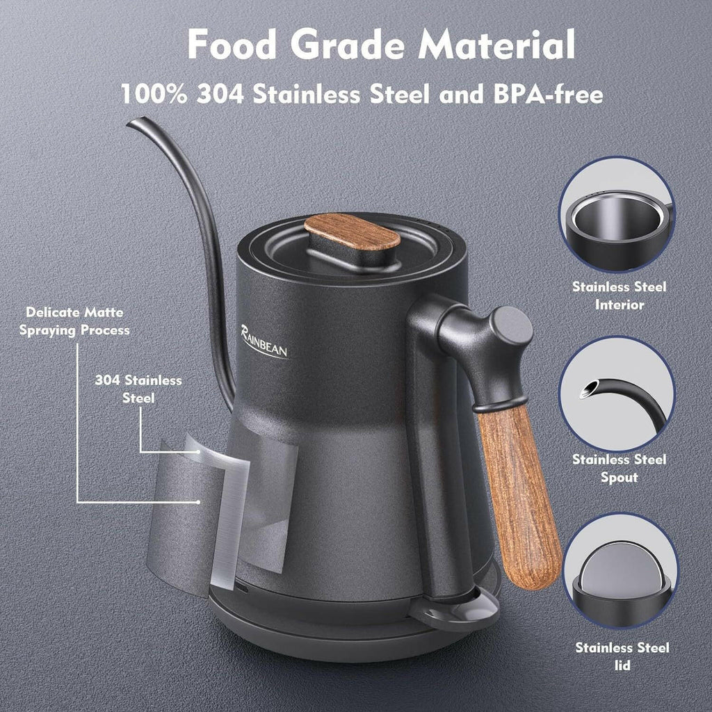 Gooseneck Electric Kettle — Stainless Steel, Rapid Heat & Auto Shutoff