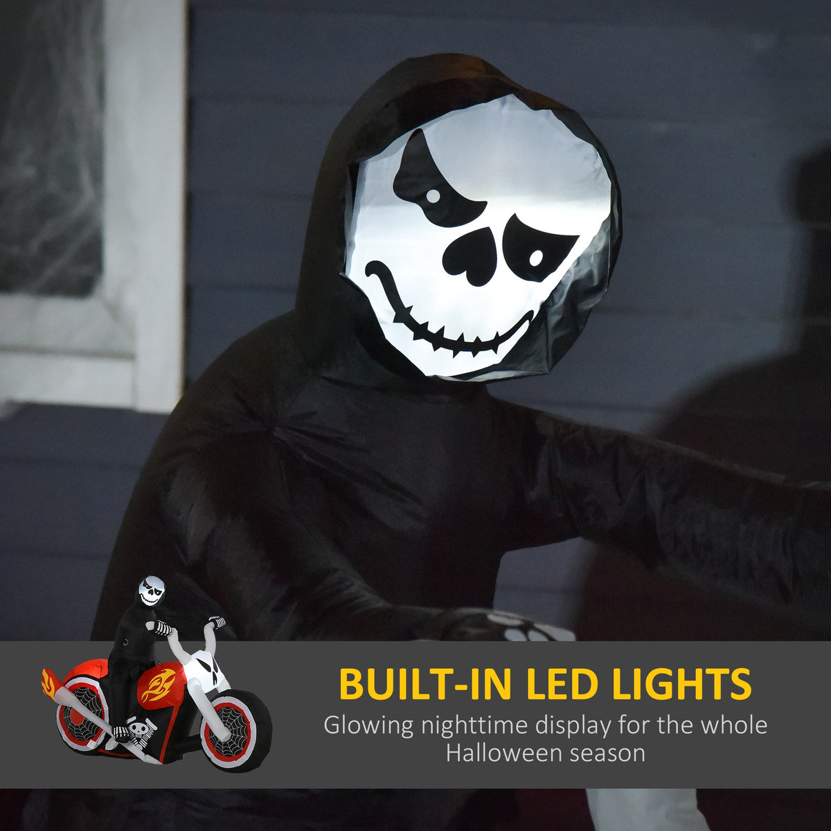 Grim Ghost Biker Halloween Yard Inflatable