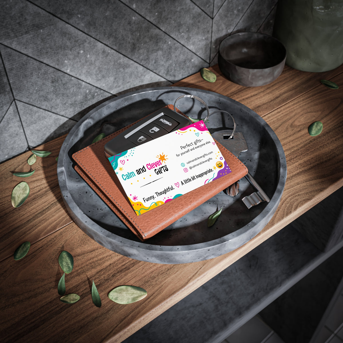 Colorful Branded Business Cards — Calm and Clever Gifts Design