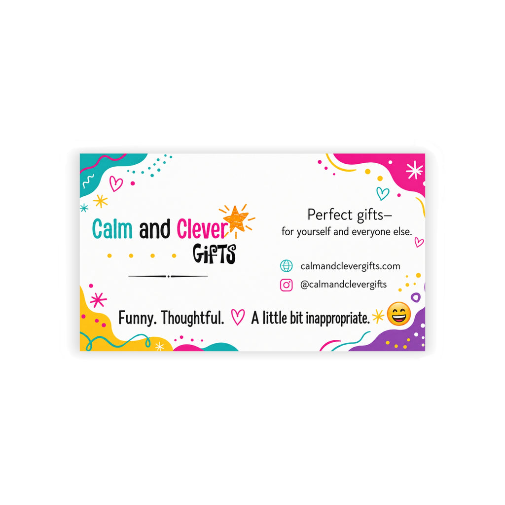Colorful Branded Business Cards — Calm and Clever Gifts Design