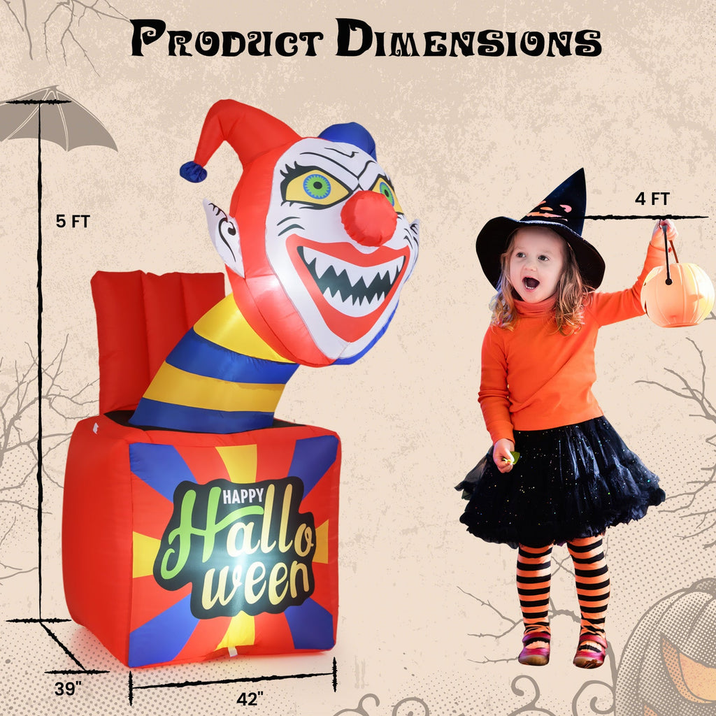 6-Foot Light-Up Halloween Clown Inflatable