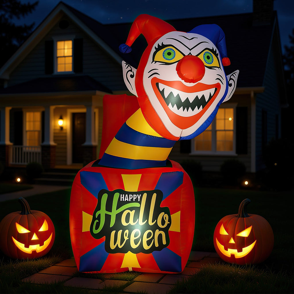 6-Foot Light-Up Halloween Clown Inflatable