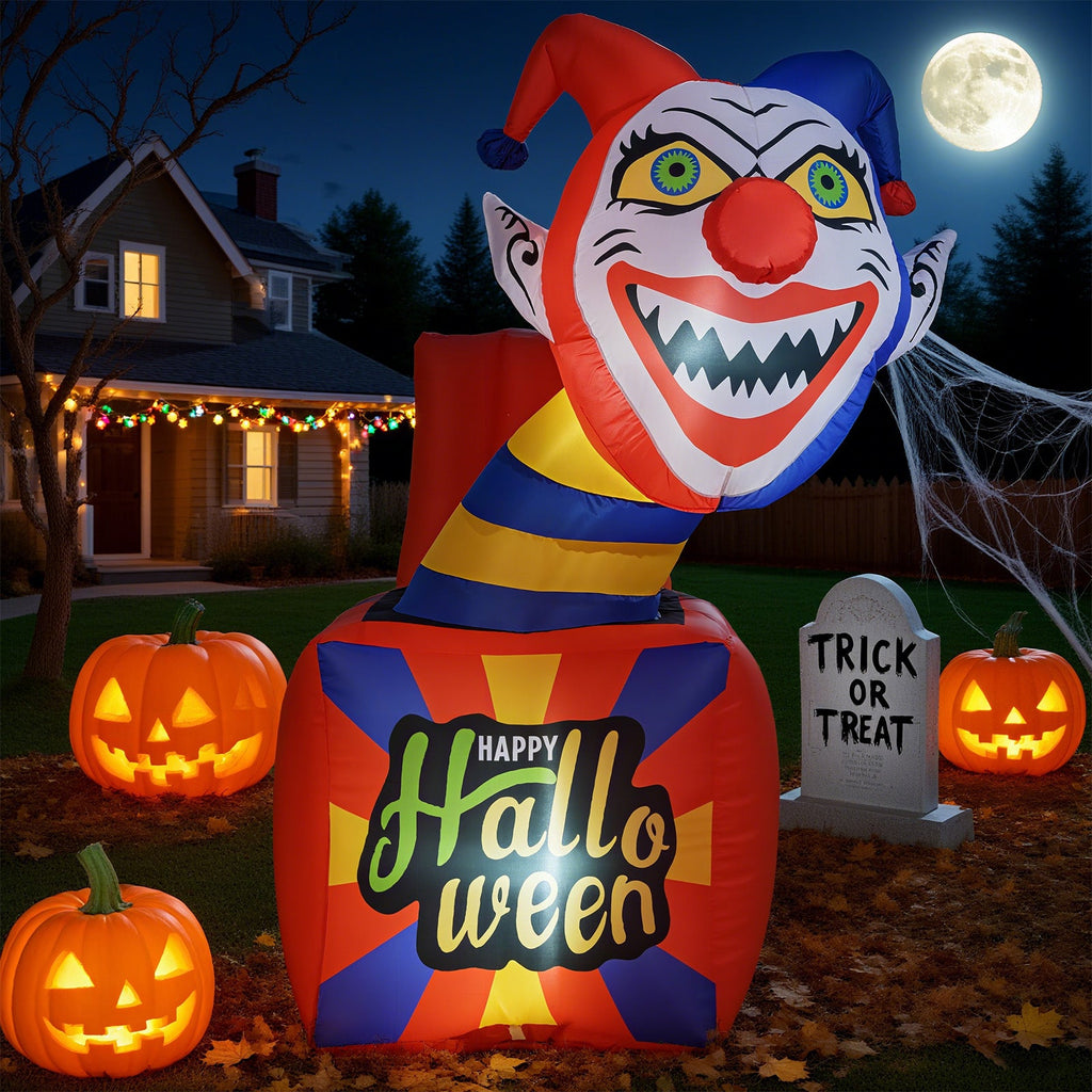 6-Foot Light-Up Halloween Clown Inflatable