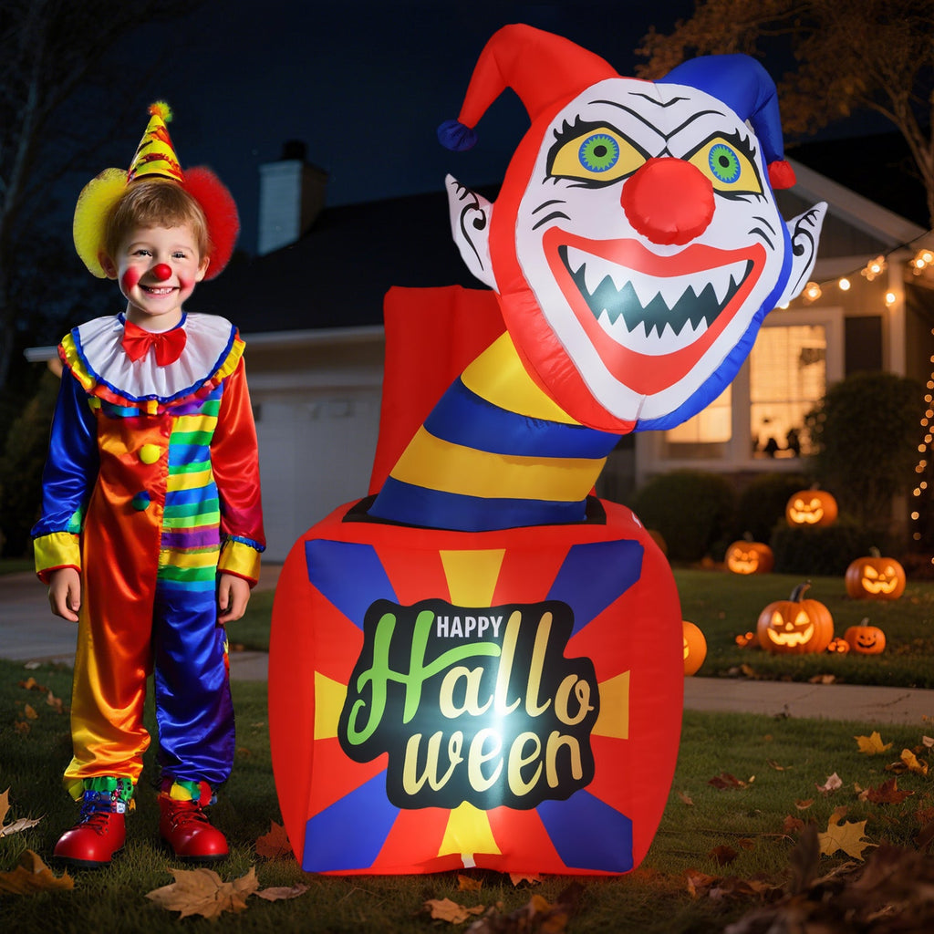 6-Foot Light-Up Halloween Clown Inflatable