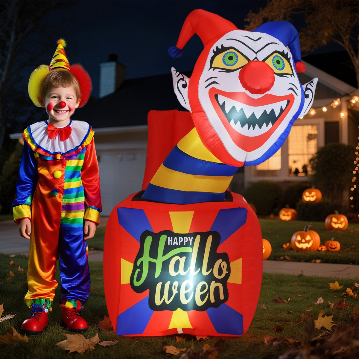 6-Foot Light-Up Halloween Clown Inflatable