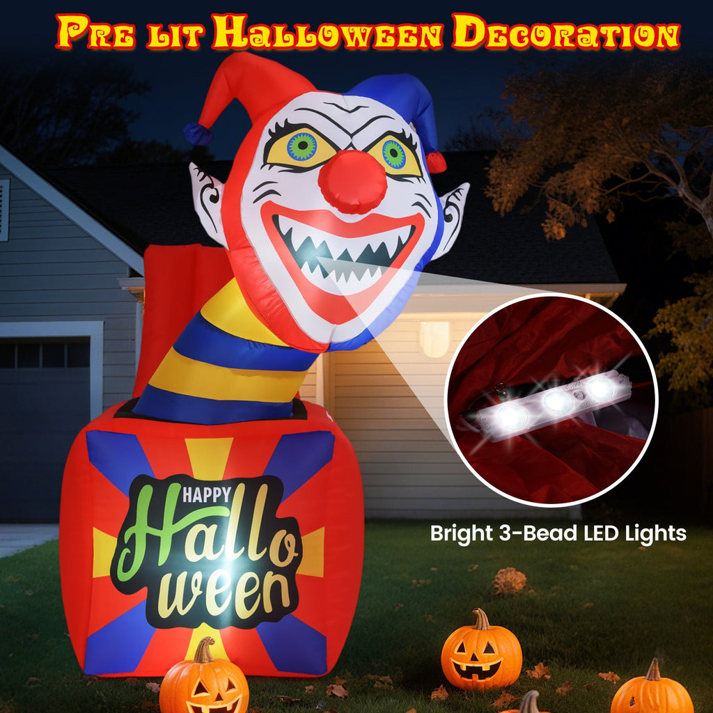 6-Foot Light-Up Halloween Clown Inflatable