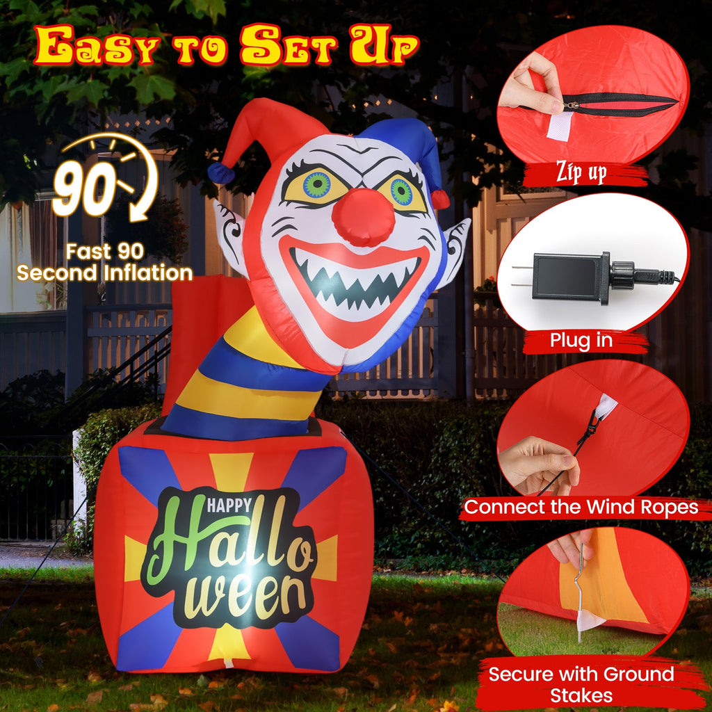 6-Foot Light-Up Halloween Clown Inflatable
