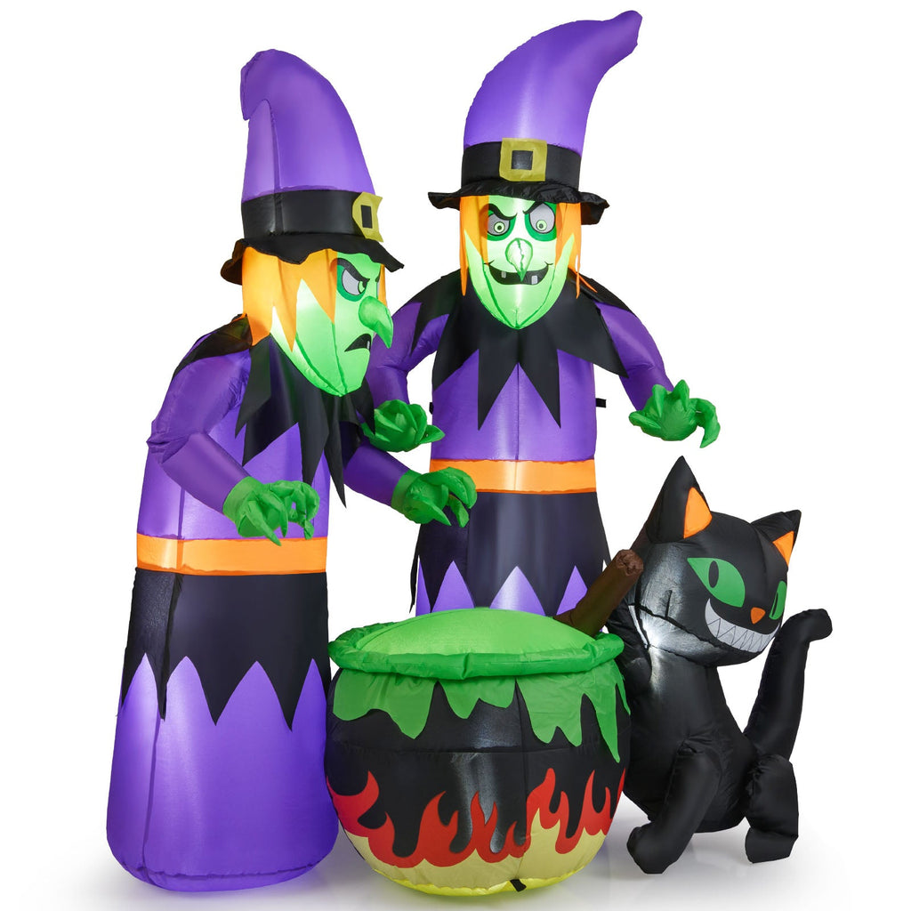 Light-Up Halloween Inflatable Witches, Cauldron & Cat