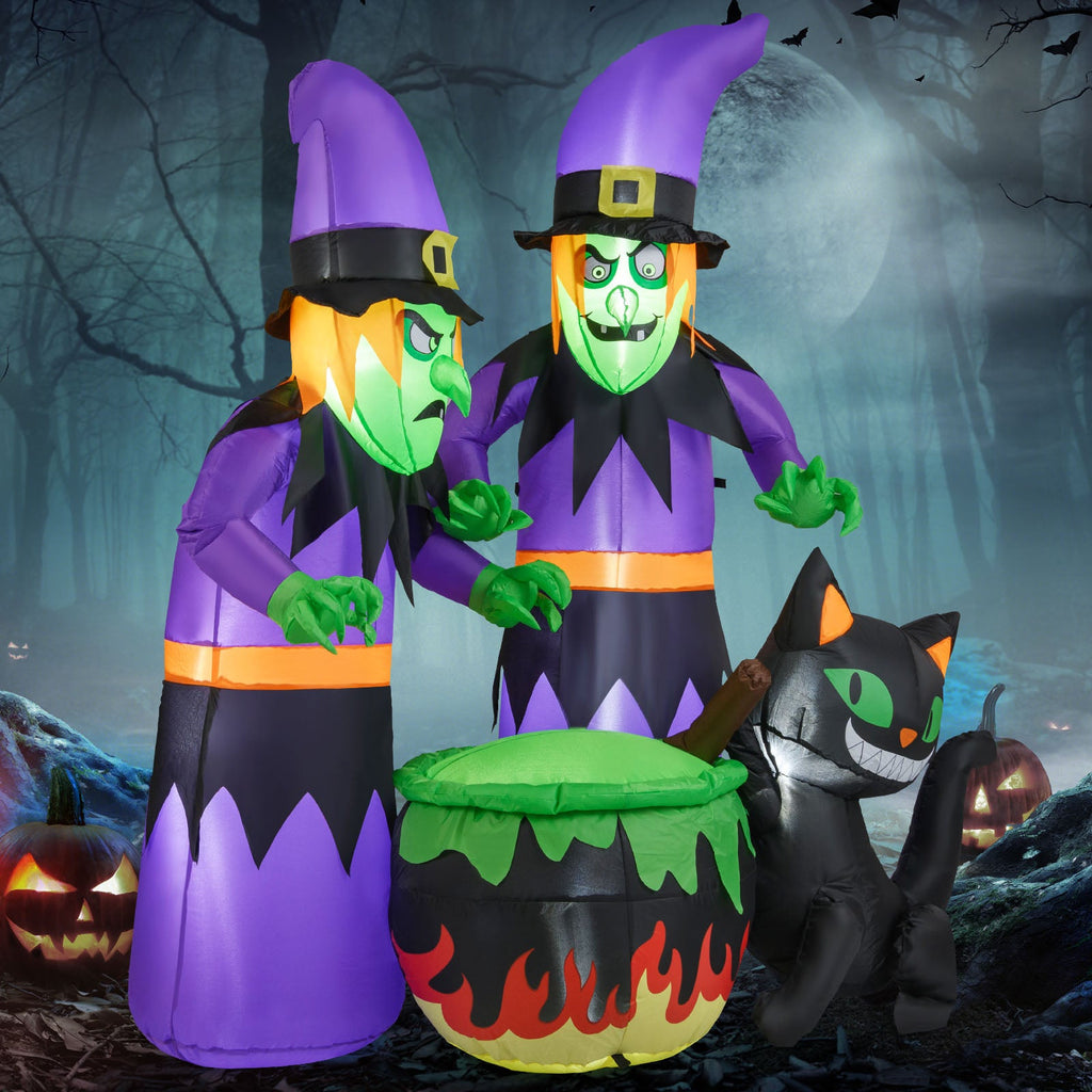 Light-Up Halloween Inflatable Witches, Cauldron & Cat