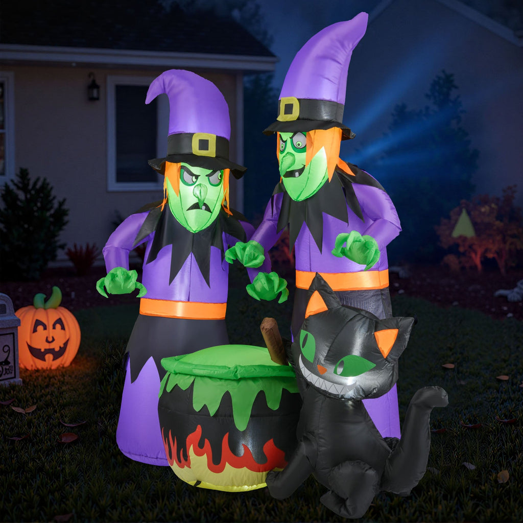 Light-Up Halloween Inflatable Witches, Cauldron & Cat