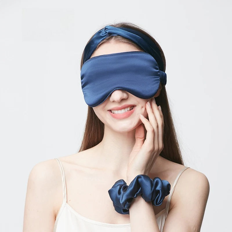 22 Momme 100% Mulberry Silk Sleep Set – Eye Mask, Headband & Scrunchie, Light-Blocking