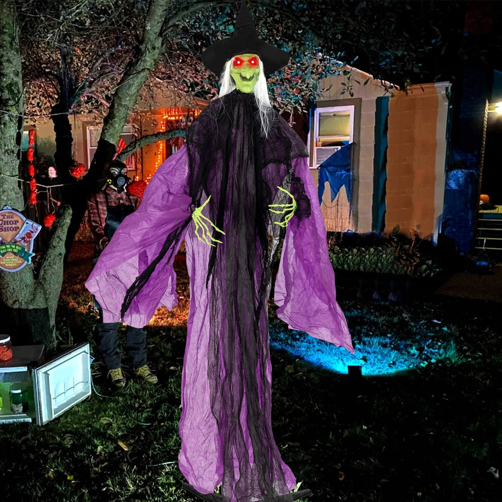 Animated Standing Halloween Witch with Glowing Eyes