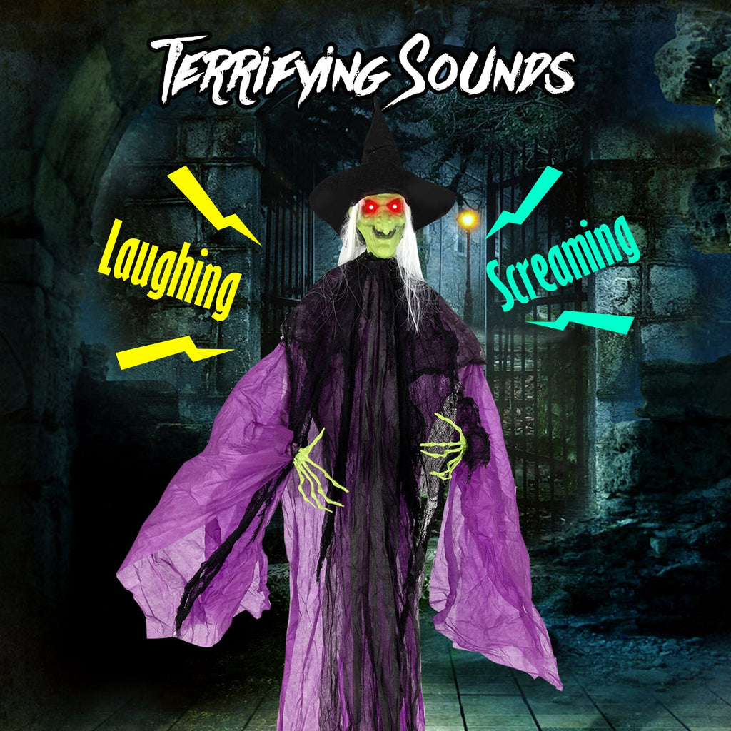 Animated Standing Halloween Witch with Glowing Eyes