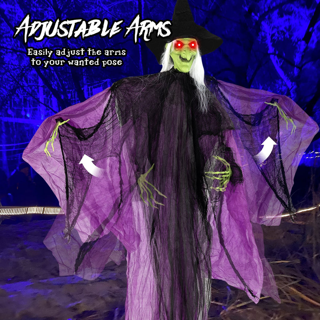 Animated Standing Halloween Witch with Glowing Eyes