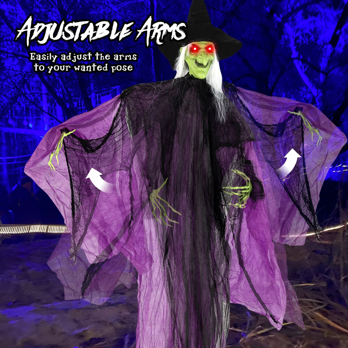 Animated Standing Halloween Witch with Glowing Eyes